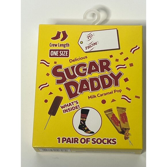 Candy Bar Crew Socks Black Yellow Red Gift Boxed One Size Fun Novelty Pair - Picture 6 of 8